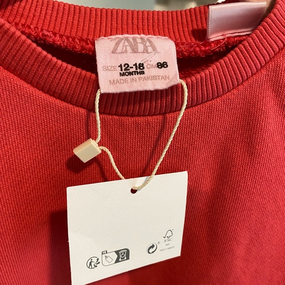 NWT Zara pink pullover sweatshirt baby girl 12-18 months - Picture 2 of 4
